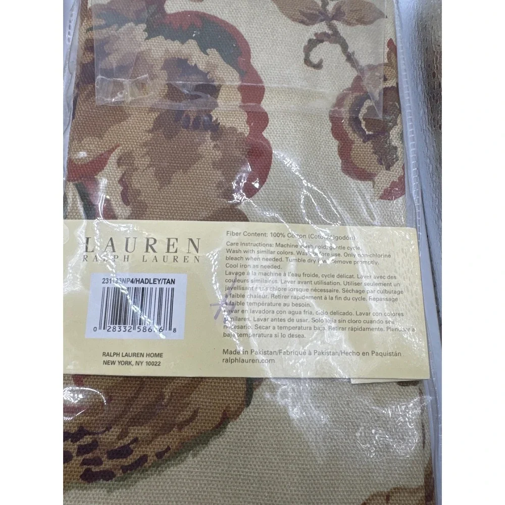 Lauren Ralph Lauren Hadley Tan Floral Paisley Cotton Napkins Set of 8 20x20